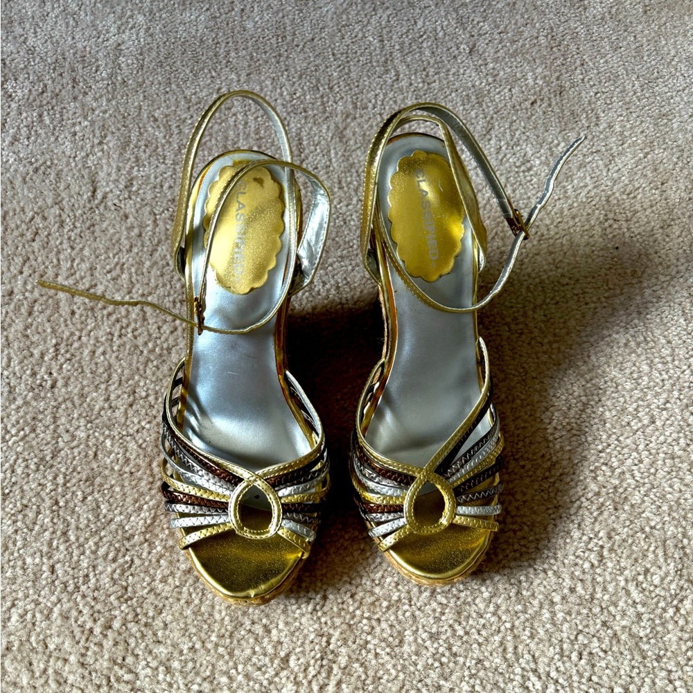 Silver and gold sandals